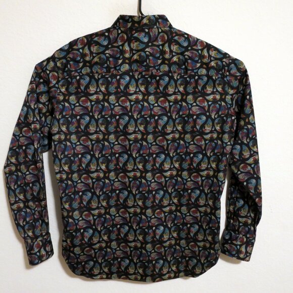 Luchiano Visconti Shirt Mens XL Long Sleeve Button Black Yellow Tear Drops - Picture 6 of 7